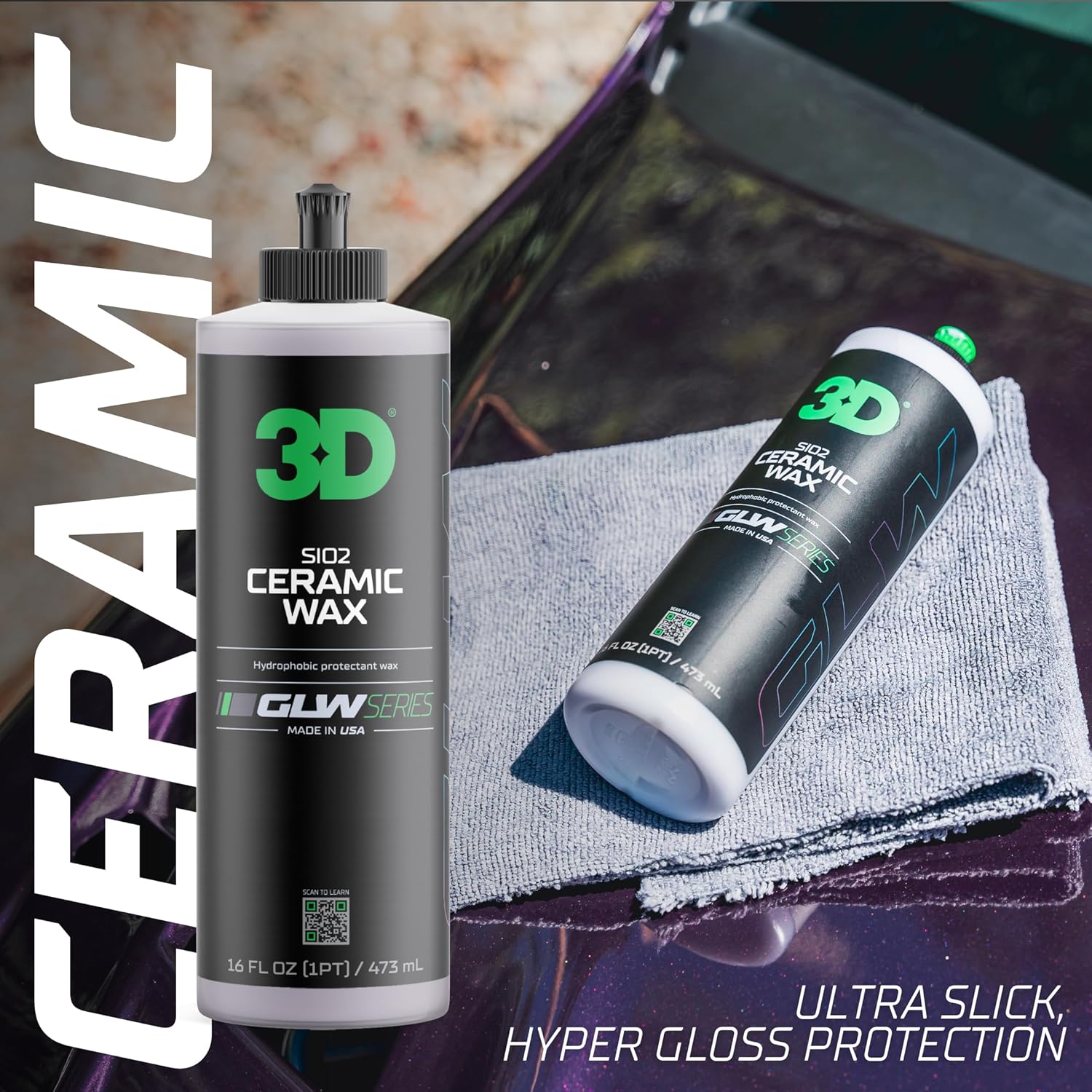 Advanced formula contains ceramic Silicon Dioxide (SiO2) technology that seals your car’s paint with a perfect layer of hyper hydrophobic protection.