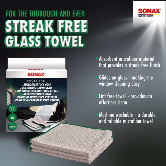 Sonax Microfiber Glass Cloth 3-Pack.